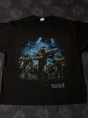 Vintage 2008 halo wars video game promo black t-shirt size XL rare xbox 360.
